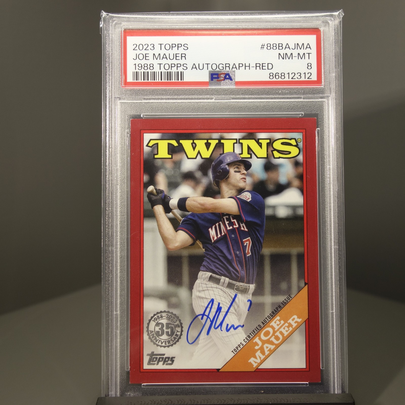 Joe Mauer - 2023 Topps #88BA-JMA 1988 Topps Design Autograph - Red Parallel #/25