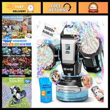 Rechargeable Bubble Machine for Kids Party - RGB Lights, Remote Control, Fun Toy