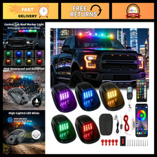 5pcs Rgb Smoked Cab Roof Marker Lights With Remote Multicolor Led Clearance Kit