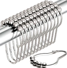 Shower Curtain Hooks Rust Proof, Stainless Steel Shower Curtain Rings - anti Sli