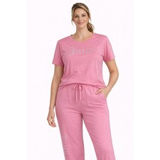Juicy Couture Pajama Set Women Size M Pink Rhinestone Logo Y2K Lounge Sleepwear