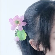 Lotus Flower Hair Stick Chinese Style Qipao Tea Dress Hairpin Accessory 1pc