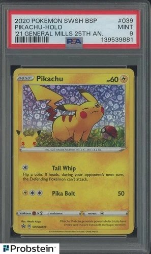 2020 Pokemon SWSH BSP General Mills 25th Anniversary #039 Pikachu Holo PSA 9