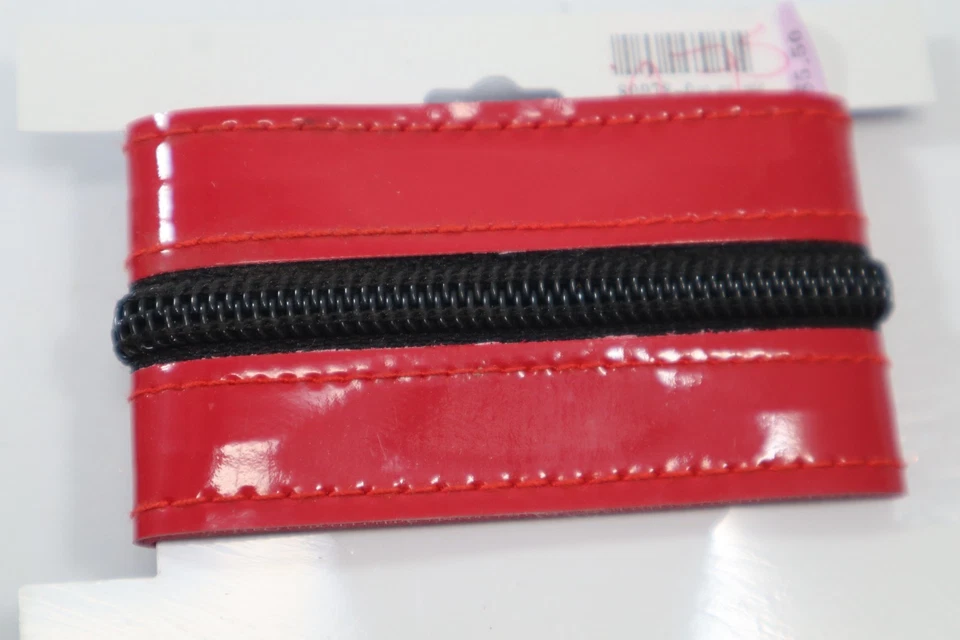 1JD Red patent leather black zipper punk WRAP snap Bracelet Claire's Jewelry - Image 3 of 4