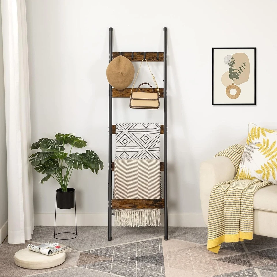 Manta Escalera, Toallero de 5 Niveles con Ganchos, Manta de Pared, Decoración Foto 4 de 4