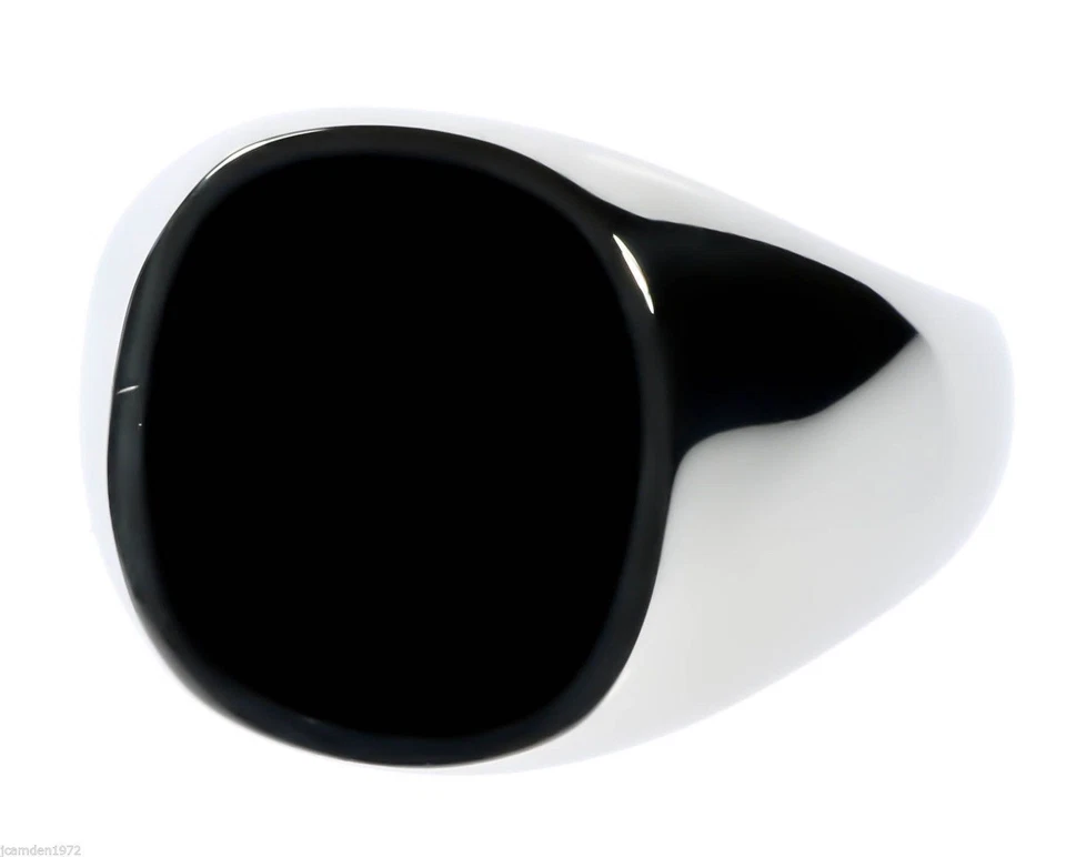 Round Edge Black Onyx Stainless Steel Men's Ring Size 13 TK595 T42 Foto 4 de 4