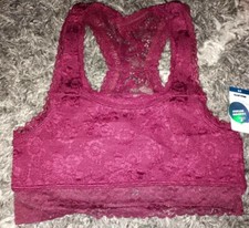 Girls justice lace racerback bralette size 32 new burgundy