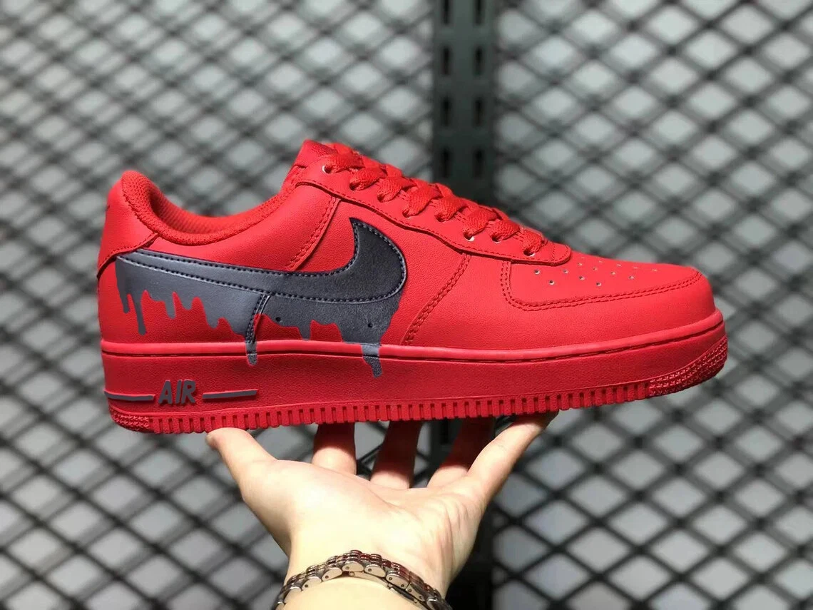 Custom lv Nike Air Force 1 All Sizes Red & White