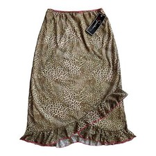 Vintage Y2K NWT leopard print knee length midi slip skirt