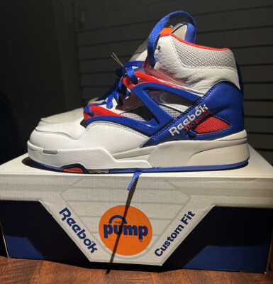 Size 9- Reebok Classic Pump Omni Zone II Men's Basketball White, Blue, Red