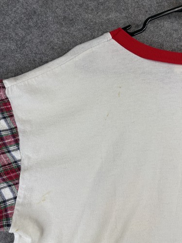 Mickey Mouse Shirt Women's Large White/Red Disney Ringer Tee Plaid MM - Picture 10 of 10
