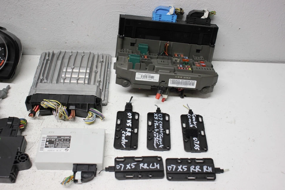 Conjunto de chaves de ignição P912176 2007 BMW X5 cluster ECU módulo sem chave caixa de fusíveis antena - Imagem 4 de 4