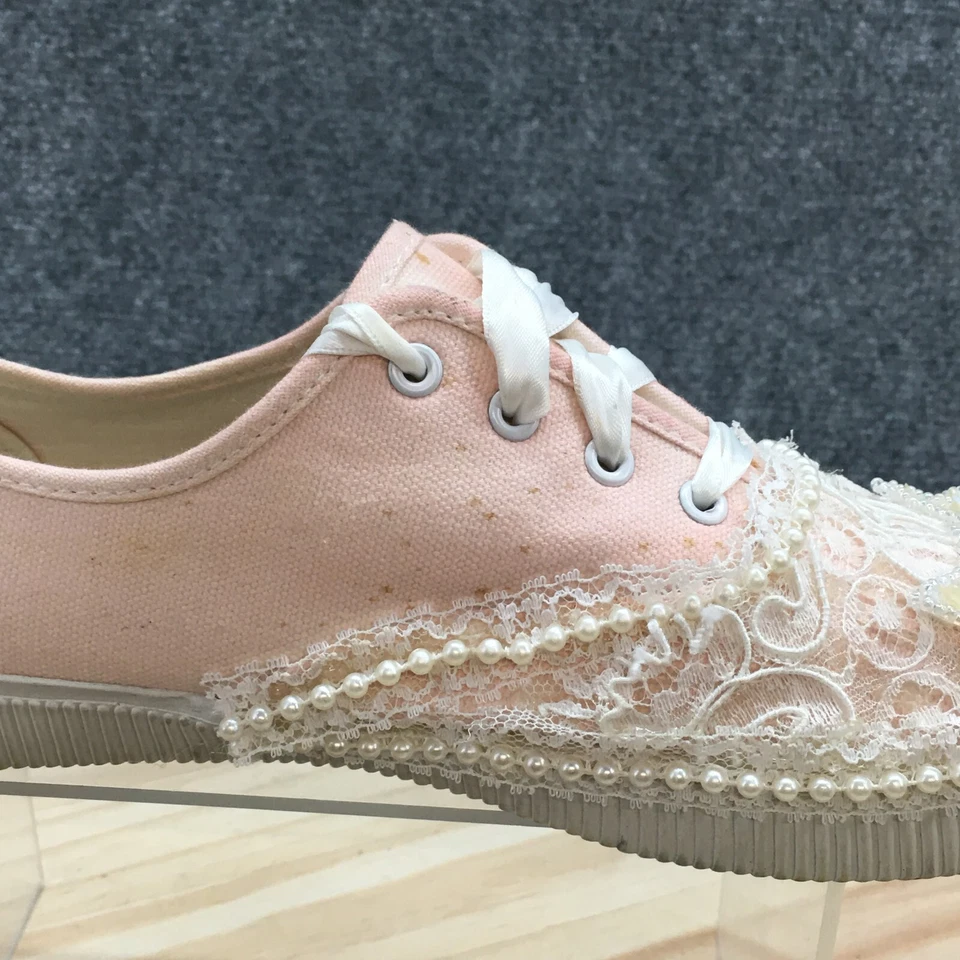 Чероки туфли женщин 9,5 повседневный низкий верхний кружева кроссовок розовый белая ткань шнурует вверх - Изображение 3 из 4