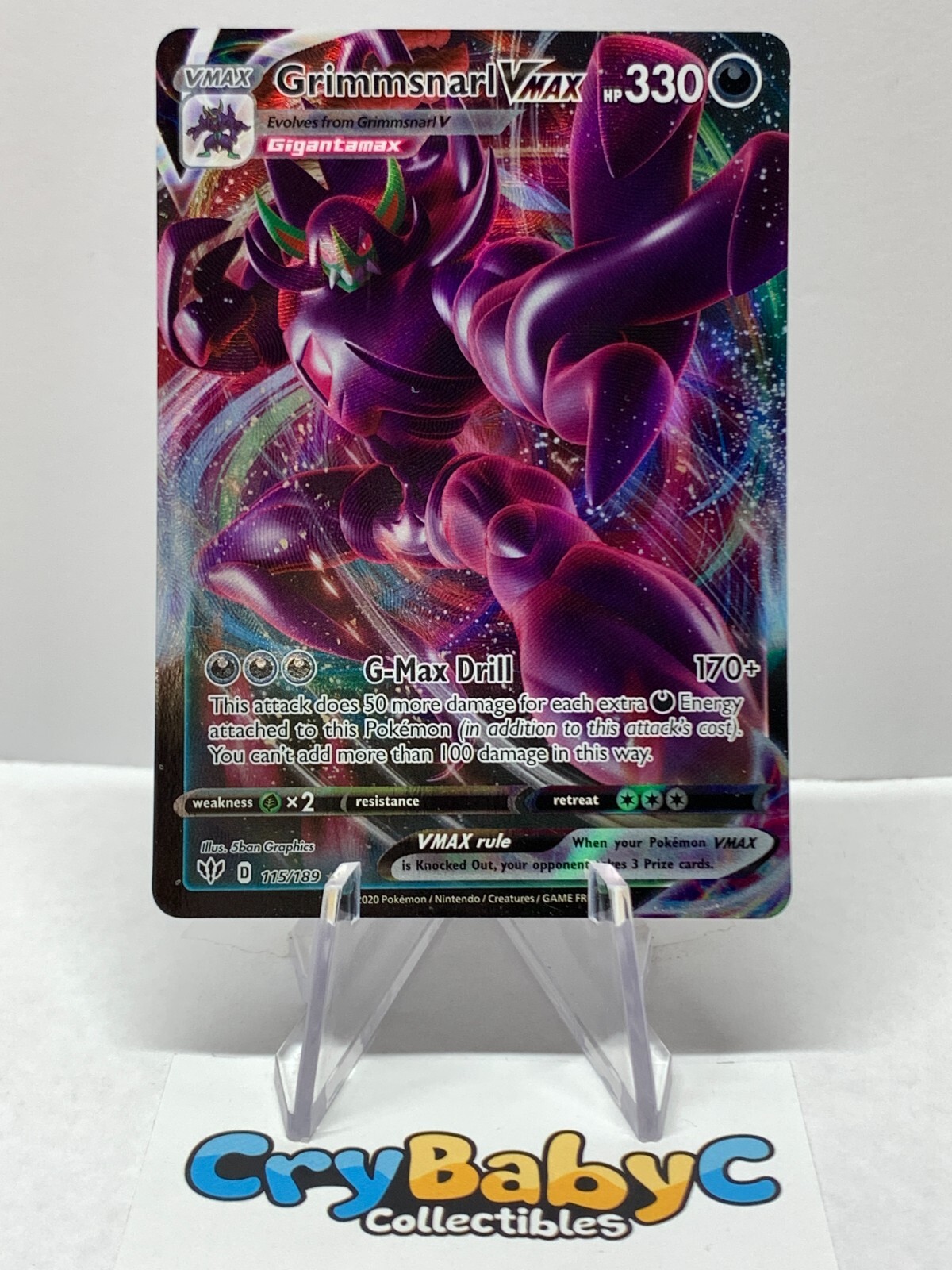 Pokemon Grimmsnarl VMAX 115/189 Darkness Ablaze Sword & Shield ULTRA RARE