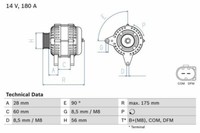Bosch Lichtmaschine 14V 180A FüR Audi A6 C6 A8 VW Touareg Q7 Allroad