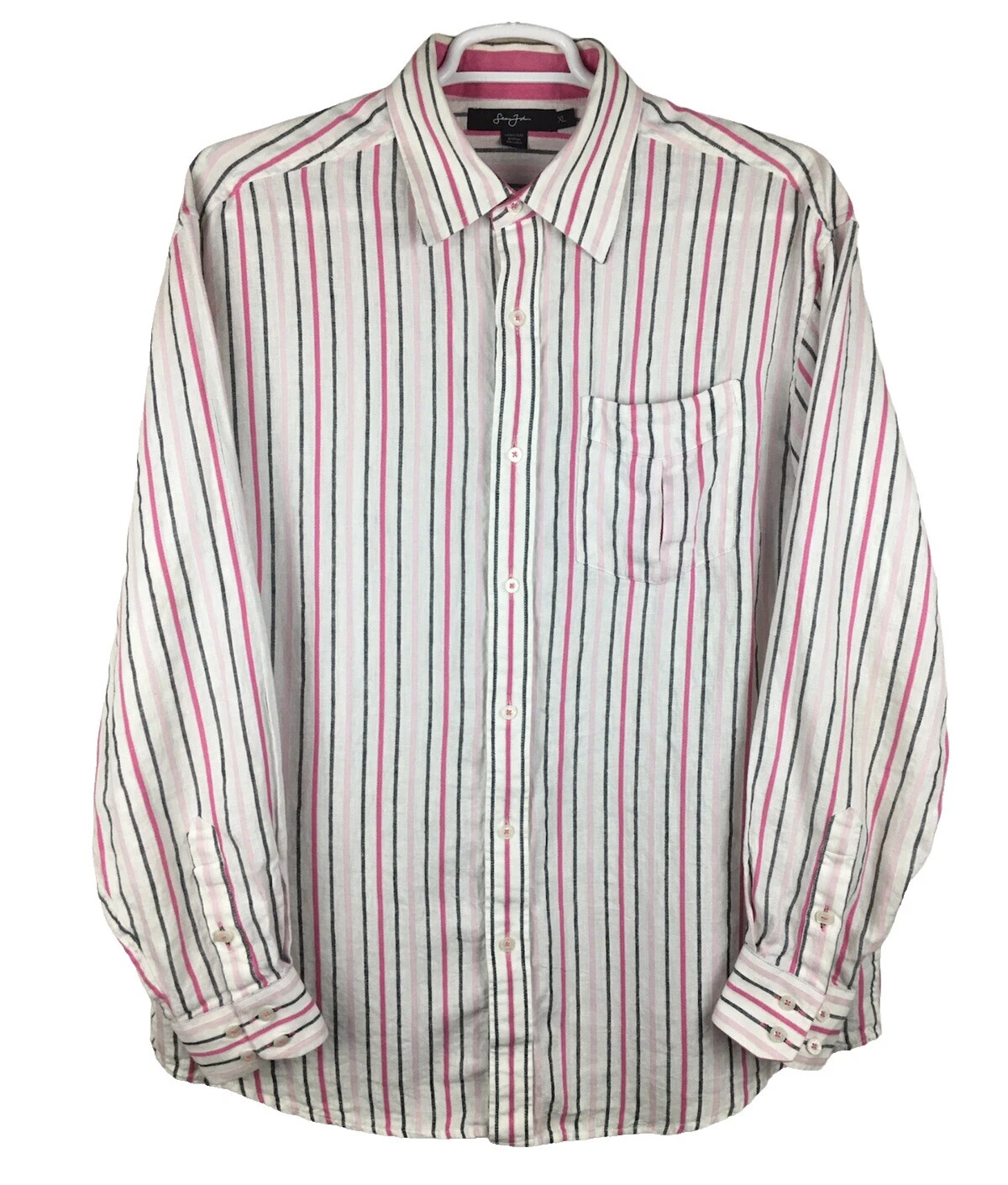 Camisas para hombre Sean John Linen informales a rayas con botones