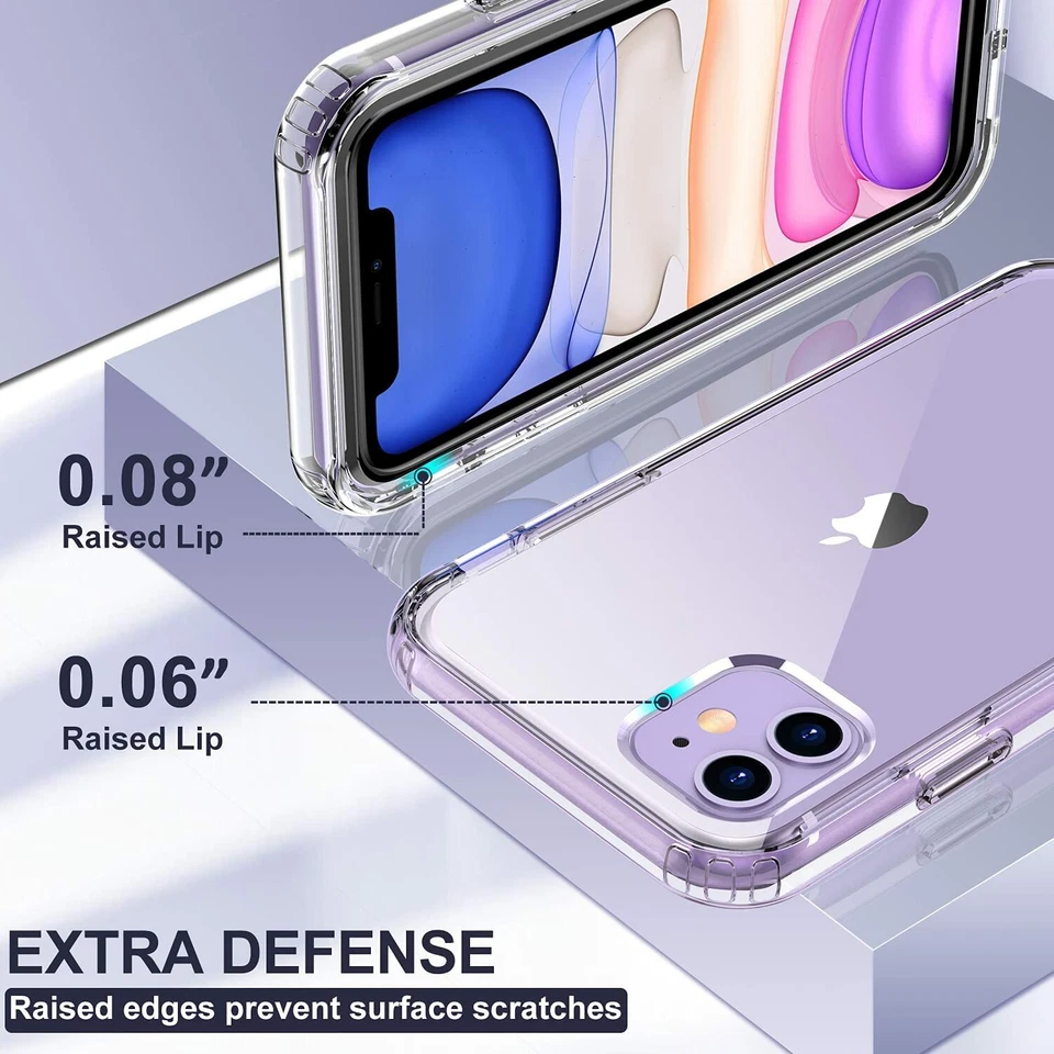 LUXVEER iPhone 11 TPU + PC Bumper Case, Tempered Glass Screen Protector - Clear - Image 2 of 4