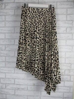 Witchery womens a-line skirt black brown leopard print pleated