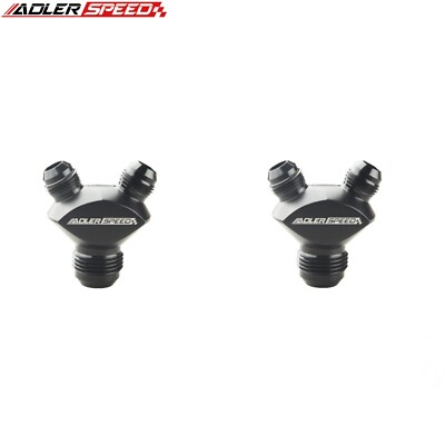 US STOCK 2PCS -10AN To AN-8 to 8AN Male Y Block Adapter Fuel Oil Fitting Black