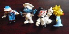 Lot of 4 Vintage Small Hard Vinyl Cartoon Character Figurines Smurf Simpsons