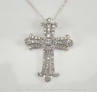 3Ct Round Cut D/VVS1 Diamond Cluster Cross Pendant Necklace 14K White Gold Over
