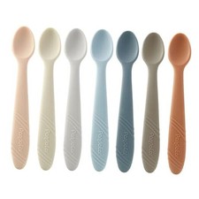 7 Pack Silicone Baby Feeding Spoons, First Stage Training Spoon Infant