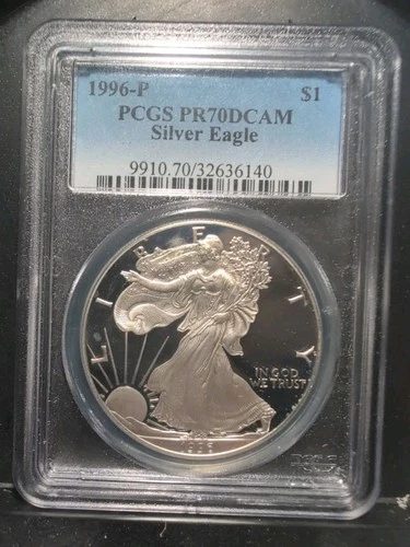 PR70 1996-P DCAM American Silver Eagle PCGS Blue Label