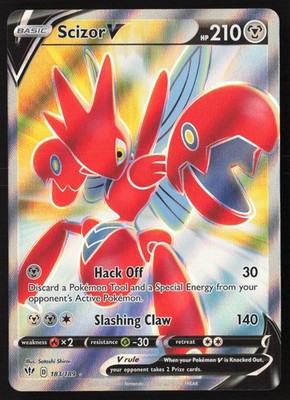 Scizor V (Full Art) Holo SWSH03: Darkness Ablaze 183/189 NM Satoshi Shirai