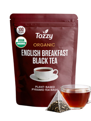 Organic English Breakfast Tea Bags - 100 Count (Plant-Based Pyramid Tea Bags)