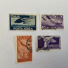 4 Italy stamps~1945-1947~airmail~radio~plane+special delivery~#E23~winged foot — photo 1