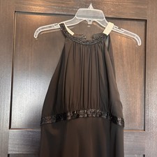 Evan Picone Black Beaded Halter Gown Size 14 Formal Evening Dress Long Maxi NWT