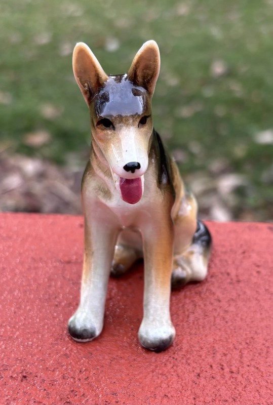 RARE Vintage GERMAN SHEPHERD Porcelain Puppy Dog Made In Occupied Japan