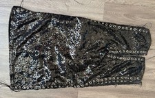 Fashion Nova Black Sequin Lace-Up Bodycon Dress Large