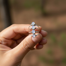 Moonstone Gemstone long statement Ring, 925 Sterling Silver handmade Ring