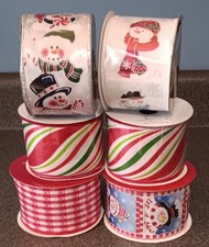 Bundle Of 6 Rolls Of Holiday Ribbon. 2.5" Wide
