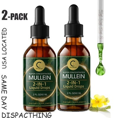 2Pack Mullein Drops for Lungs   Lung Detox for Respiratory Health Lung Cleanse