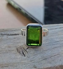 Handcrafted Peridot Sterling Silver Ring: Boho Green Gemstone Jewelry All Size
