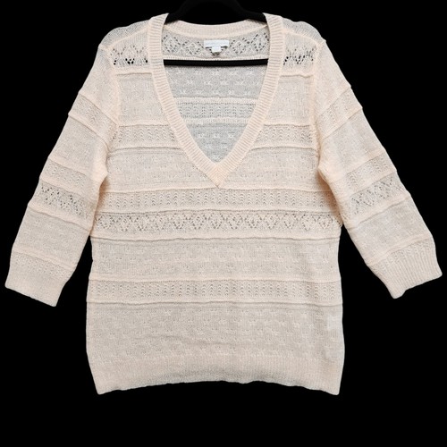 New York & Company Top Womens L Mohair Blend Lightweight Open Knit Beach Resort