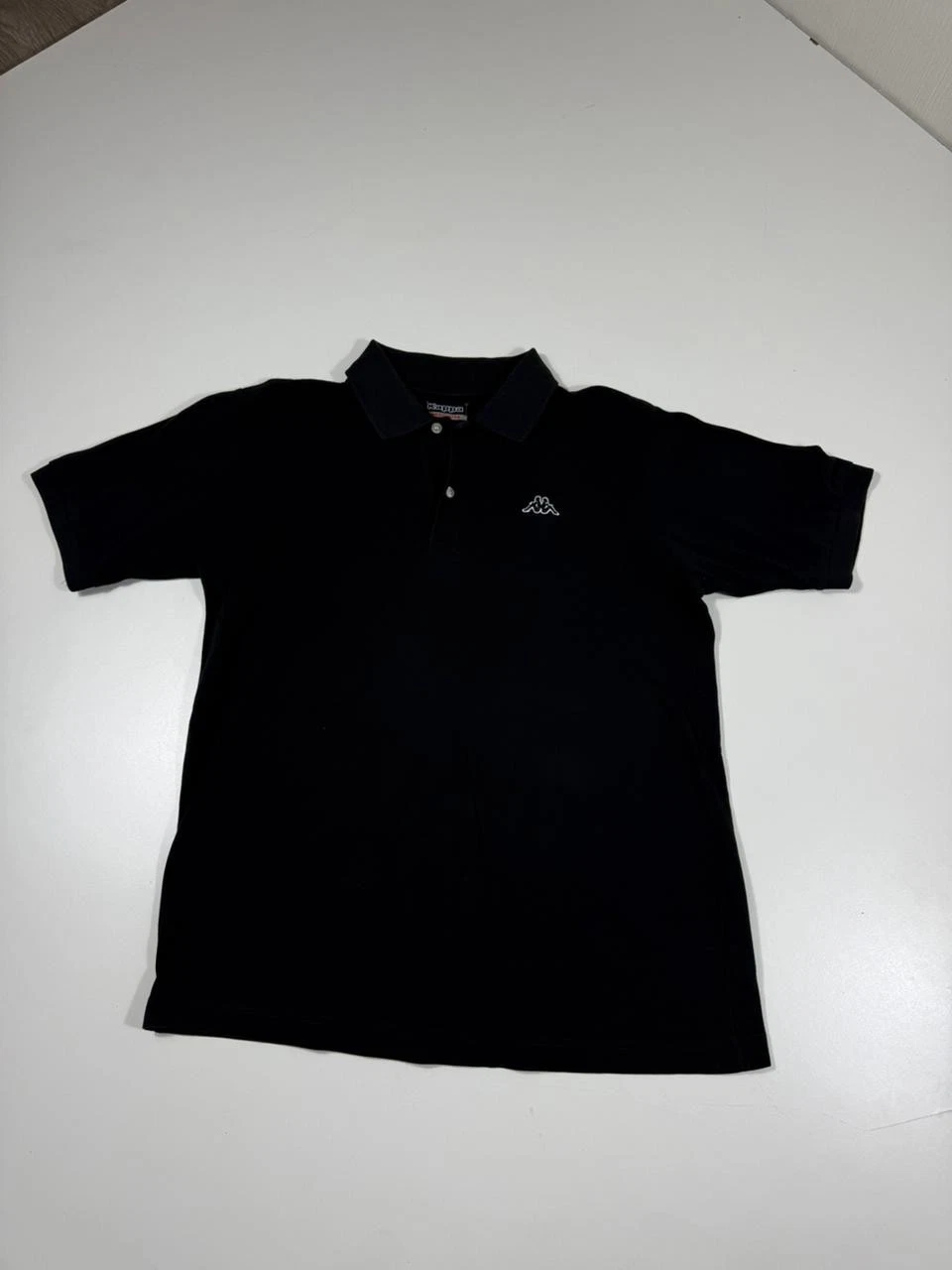 Kappa Black Pique Polo Shirt M Short Sleeve Button Collared Logo