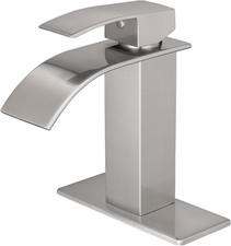 Bathroom Faucets Brushed Nickel Waterfall Bathroom Sink Faucet Modern Single Han