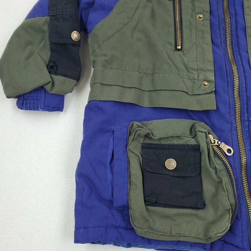 Abrigo Parka acolchada vintage años 80 90 Londres niebla niños jóvenes talla M (5-6) bloques de colores Foto 4 de 4