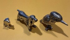 Miniature Metal  ,pewter Animals Pointer Dog,puppy And Bird