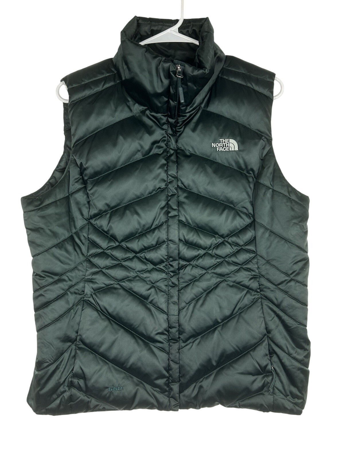 North Face Vest Women Large Dark Green Aconcagua 550 Goose Down Puffer Logo Gorp