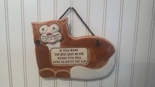 ViTG '94 SMOKY MOUNTAIN POTTERY Cat Wall Plaque "If you want the best seat.....