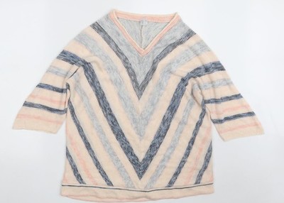 AproductZ GmbH Damen Pullover Pulli Mehrfarbig V-Ausschnitt Geometrisch Acryl