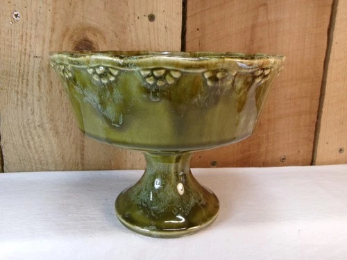 Vintage Brush McCoy USA Art Pottery Drip Glaze Pedestal Planter