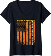 We Wear Orange Multiple Sclerosis Awareness March Ladies' V-Neck Tshirt