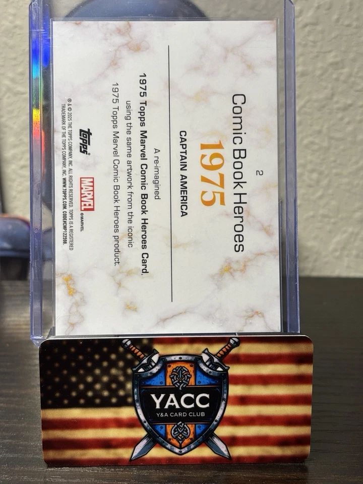 2025 Topps Marvel Comic Book Heroes /75 CAPTAIN AMERICA #2 Purple Gold Lava 1975 - Image 2 of 2