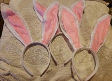 Bunny Ears Headband Soft White Pink Easter Halloween Accessory Lot of 3