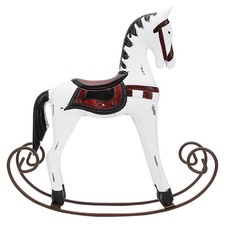  White Handmade Wooden Rocking Horse Carved Painted Kids Toy Gift Table